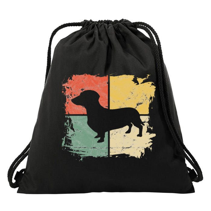 Square Retro Dachshund Owner Gift Dog Parent Dad Doxie Mom Drawstring Bag