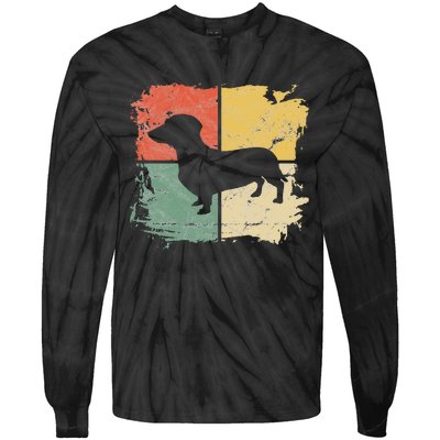 Square Retro Dachshund Owner Gift Dog Parent Dad Doxie Mom Tie-Dye Long Sleeve Shirt