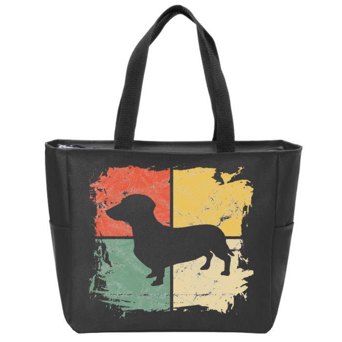 Square Retro Dachshund Owner Gift Dog Parent Dad Doxie Mom Zip Tote Bag