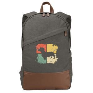 Square Retro Dachshund Owner Gift Dog Parent Dad Doxie Mom Cotton Canvas Backpack