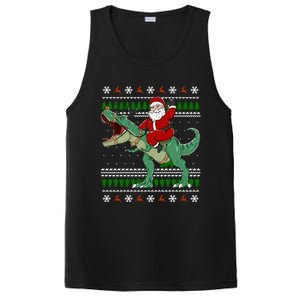 Santa Riding Dino Funny Christmas Ugly Sweater Gift PosiCharge Competitor Tank