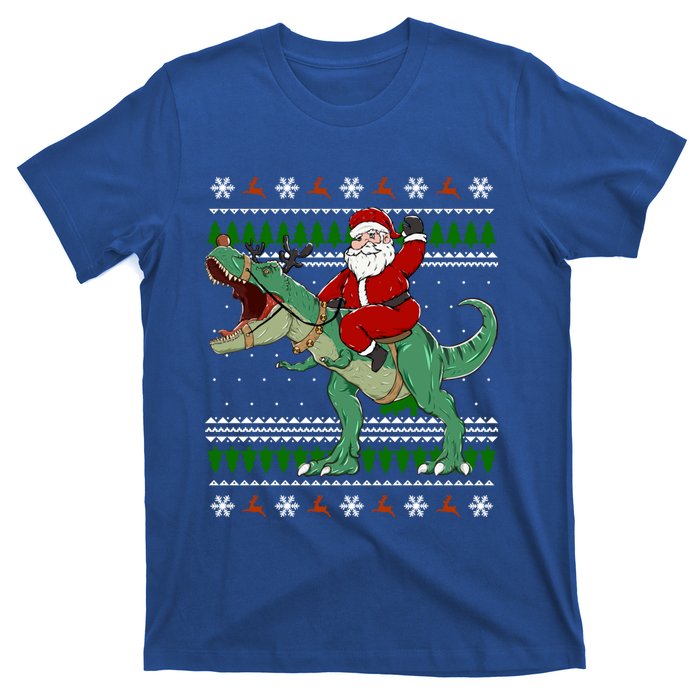 Santa Riding Dino Funny Christmas Ugly Sweater Gift T-Shirt