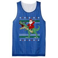 Santa Riding Dino Funny Christmas Ugly Sweater Gift Mesh Reversible Basketball Jersey Tank