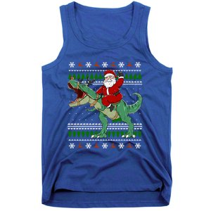 Santa Riding Dino Funny Christmas Ugly Sweater Gift Tank Top