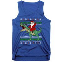 Santa Riding Dino Funny Christmas Ugly Sweater Gift Tank Top