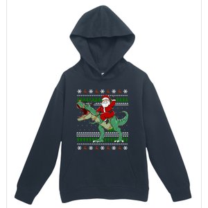 Santa Riding Dino Funny Christmas Ugly Sweater Gift Urban Pullover Hoodie