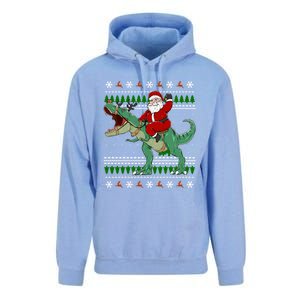 Santa Riding Dino Funny Christmas Ugly Sweater Gift Unisex Surf Hoodie