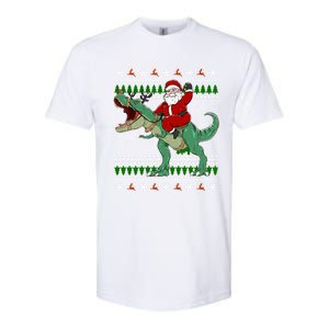 Santa Riding Dino Funny Christmas Ugly Sweater Gift Softstyle CVC T-Shirt