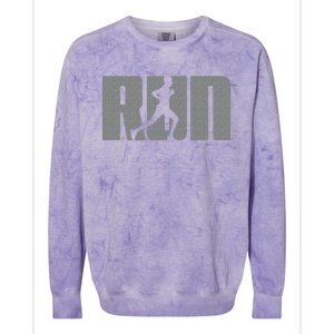 Silhouette Run Design For Runner Marathon Graphic Running Colorblast Crewneck Sweatshirt