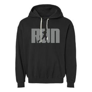 Silhouette Run Design For Runner Marathon Graphic Running Garment-Dyed Fleece Hoodie