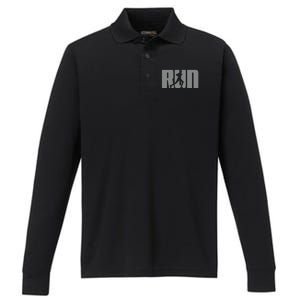 Silhouette Run Design For Runner Marathon Graphic Running Performance Long Sleeve Polo