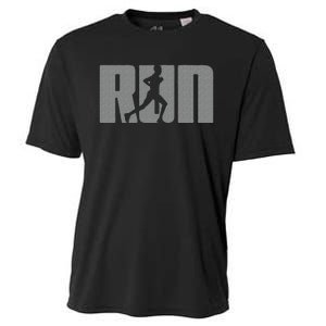 Silhouette Run Design For Runner Marathon Graphic Running Cooling Performance Crew T-Shirt