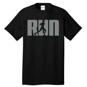 Silhouette Run Design For Runner Marathon Graphic Running Tall T-Shirt