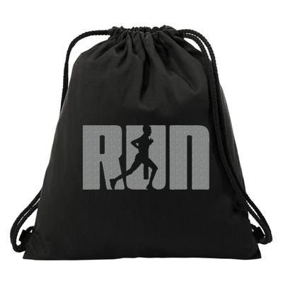 Silhouette Run Design For Runner Marathon Graphic Running Drawstring Bag