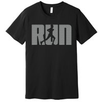 Silhouette Run Design For Runner Marathon Graphic Running Premium T-Shirt