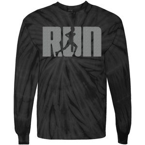 Silhouette Run Design For Runner Marathon Graphic Running Tie-Dye Long Sleeve Shirt