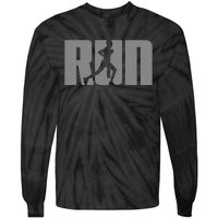 Silhouette Run Design For Runner Marathon Graphic Running Tie-Dye Long Sleeve Shirt