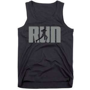 Silhouette Run Design For Runner Marathon Graphic Running Tank Top