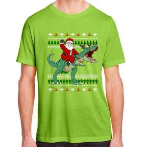 Santa Riding Dino Funny Christmas Ugly Sweater Gift Adult ChromaSoft Performance T-Shirt