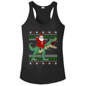 Santa Riding Dino Funny Christmas Ugly Sweater Gift Ladies PosiCharge Competitor Racerback Tank