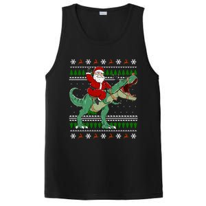 Santa Riding Dino Funny Christmas Ugly Sweater Gift PosiCharge Competitor Tank