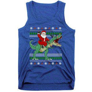 Santa Riding Dino Funny Christmas Ugly Sweater Gift Tank Top