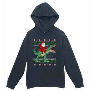 Santa Riding Dino Funny Christmas Ugly Sweater Gift Urban Pullover Hoodie