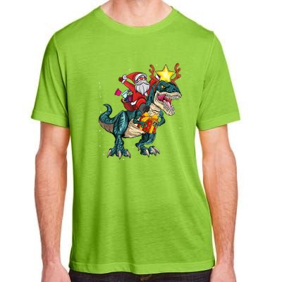 Santa Riding Dinosaur T Rex Christmas Party Xmas Cool Gift Adult ChromaSoft Performance T-Shirt