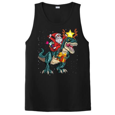 Santa Riding Dinosaur T Rex Christmas Party Xmas Cool Gift PosiCharge Competitor Tank