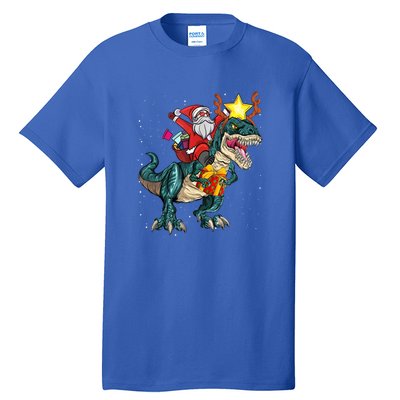 Santa Riding Dinosaur T Rex Christmas Party Xmas Cool Gift Tall T-Shirt