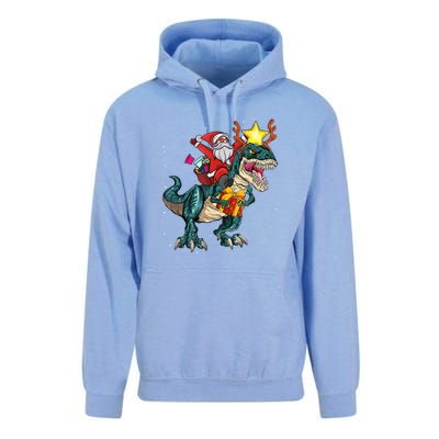 Santa Riding Dinosaur T Rex Christmas Party Xmas Cool Gift Unisex Surf Hoodie