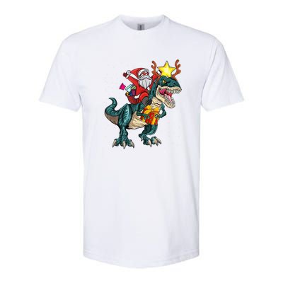 Santa Riding Dinosaur T Rex Christmas Party Xmas Cool Gift Softstyle CVC T-Shirt