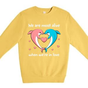 Sweet Rotic Dolphin In Love Happy Valentine's Day Gift Premium Crewneck Sweatshirt