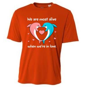 Sweet Rotic Dolphin In Love Happy Valentine's Day Gift Cooling Performance Crew T-Shirt