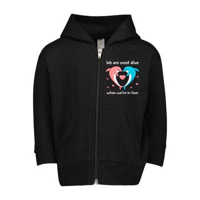 Sweet Rotic Dolphin In Love Happy Valentine's Day Gift Toddler Zip Fleece Hoodie