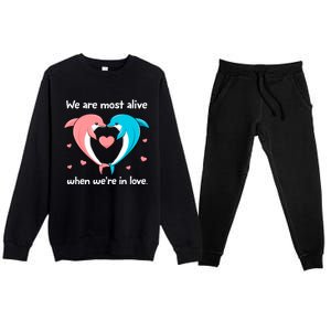 Sweet Rotic Dolphin In Love Happy Valentine's Day Gift Premium Crewneck Sweatsuit Set