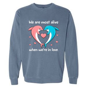 Sweet Rotic Dolphin In Love Happy Valentine's Day Gift Garment-Dyed Sweatshirt