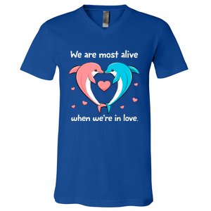 Sweet Rotic Dolphin In Love Happy Valentine's Day Gift V-Neck T-Shirt