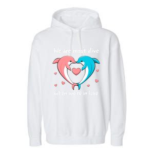 Sweet Rotic Dolphin In Love Happy Valentine's Day Gift Garment-Dyed Fleece Hoodie