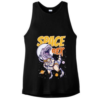Space Rex Dinosaur Galaxy Ladies PosiCharge Tri-Blend Wicking Tank