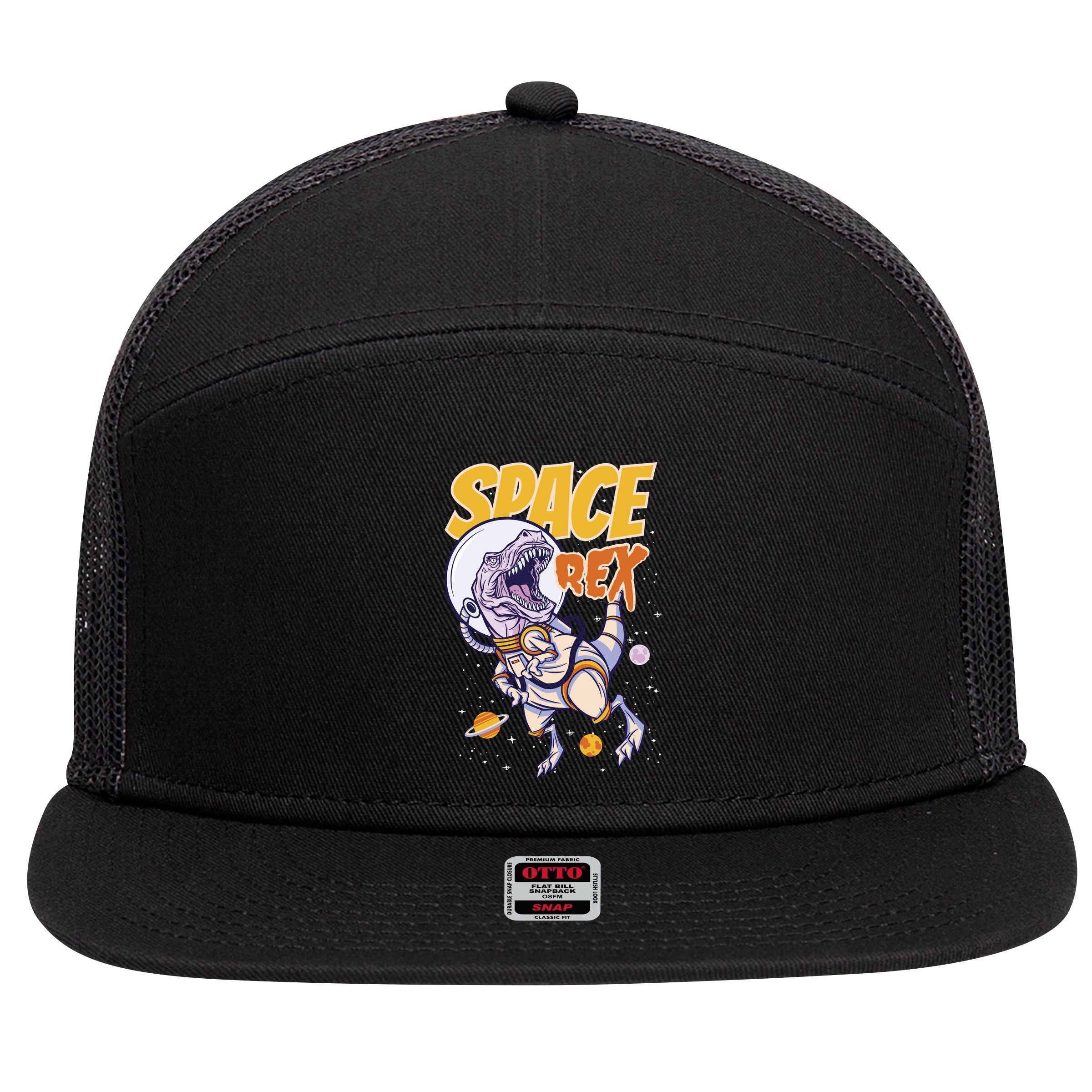 Space Rex Dinosaur Galaxy 7 Panel Mesh Trucker Snapback Hat