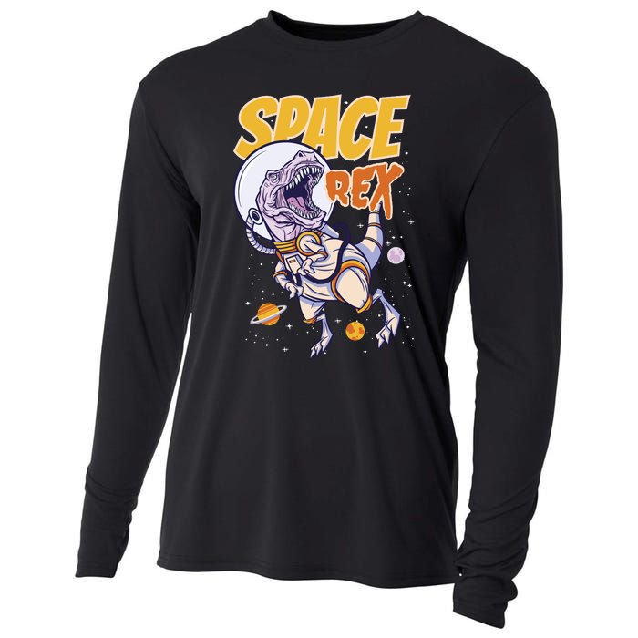 Space Rex Dinosaur Galaxy Cooling Performance Long Sleeve Crew