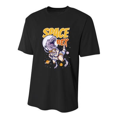 Space Rex Dinosaur Galaxy Youth Performance Sprint T-Shirt