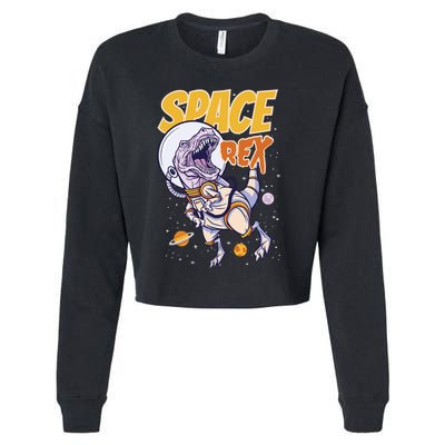 Space Rex Dinosaur Galaxy Cropped Pullover Crew