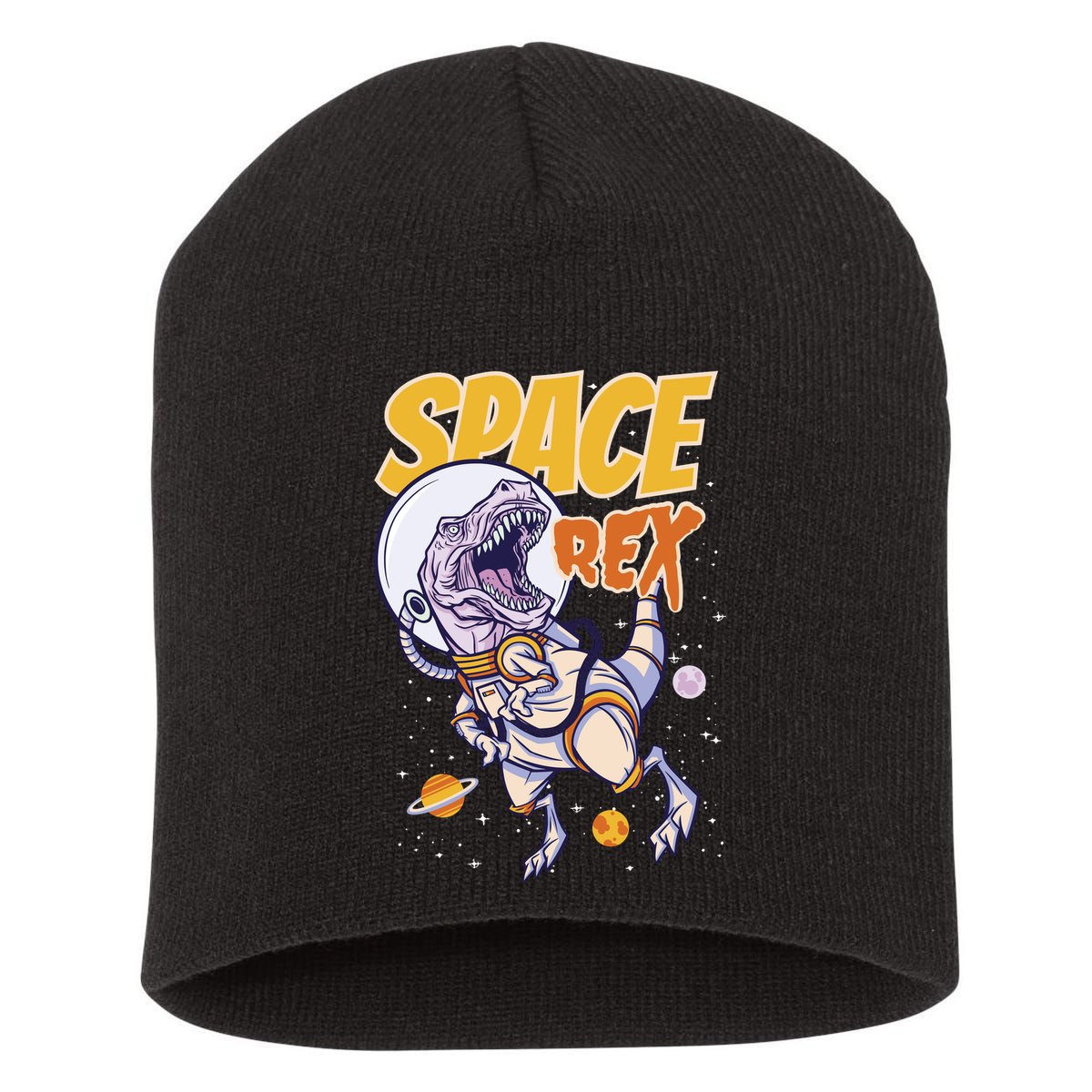 Space Rex Dinosaur Galaxy Short Acrylic Beanie