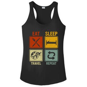 Sarcastic Retro Design For Traveler Eat Sleep Travel Repeat Gift Ladies PosiCharge Competitor Racerback Tank