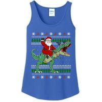 Santa Riding Dino Funny Christmas Ugly Gift Ladies Essential Tank