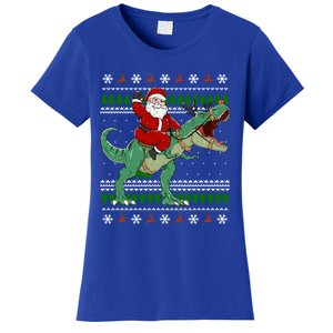 Santa Riding Dino Funny Christmas Ugly Gift Women's T-Shirt