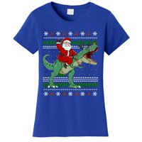 Santa Riding Dino Funny Christmas Ugly Gift Women's T-Shirt