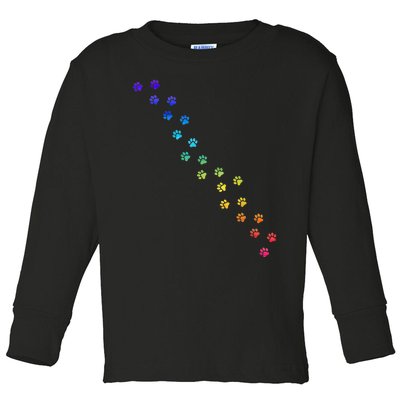 S Rainbow Dog Paws For Dog Lovers And Dog Lovers Vneck Toddler Long Sleeve Shirt